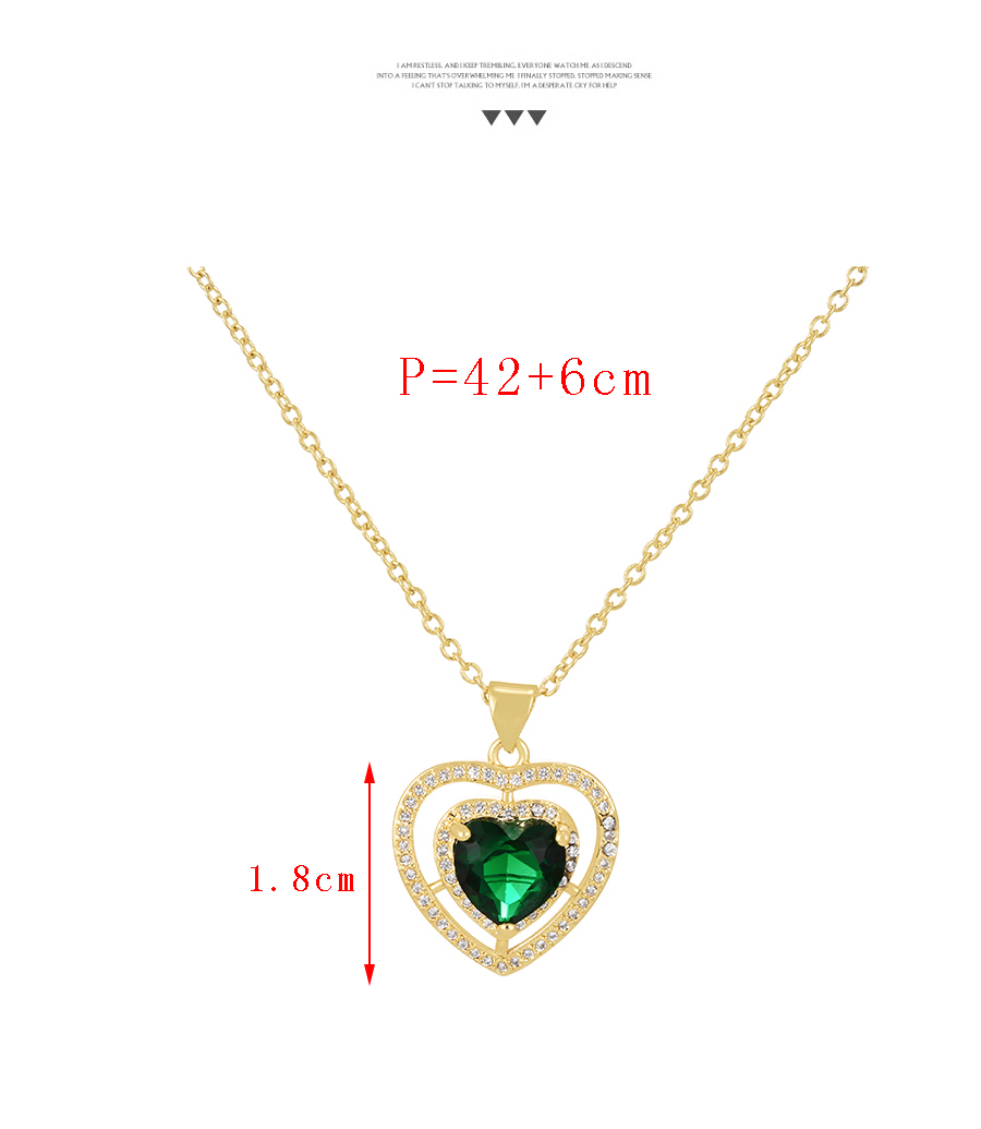 Fashion Dark Green-3 Bronze Zircon Cross Pendant Necklace,Necklaces