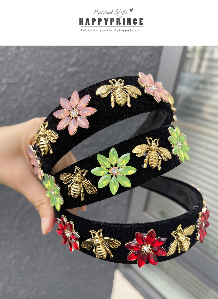 Fashion Black Fabric Alloy Diamond Flower Bee Headband (3cm),Head Band