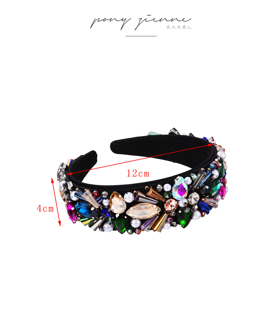 Fashion Color-3 Fabric Diamond-encrusted Pearl Resin Drop Headband,Head Band