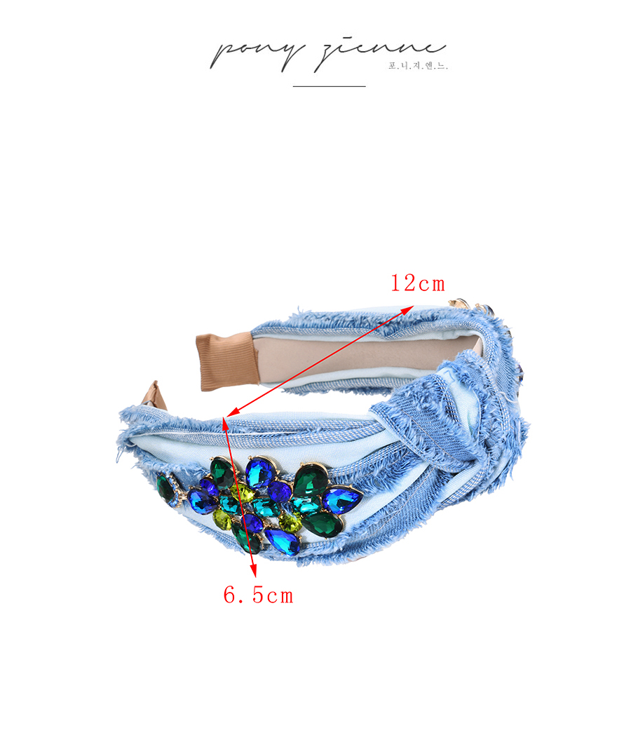 Fashion Champagne Denim Alloy Diamond Geometric Knotted Fringe Headband (6.5cm),Head Band