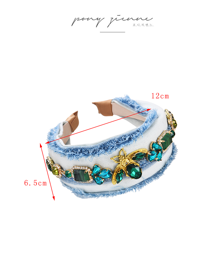 Fashion Color Denim Alloy Diamond Bee Beard Headband (6.5cm),Head Band