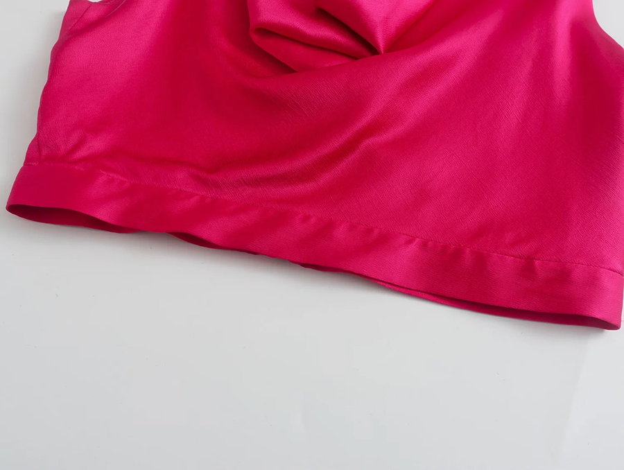 Fashion Rose Red Drop Collar Sleeveless Top,Tank Tops & Camis