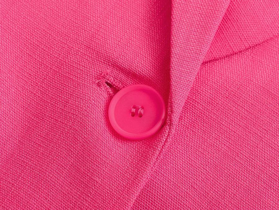 Fashion Rose Red Solid One-button Pocket Blazer,Coat-Jacket