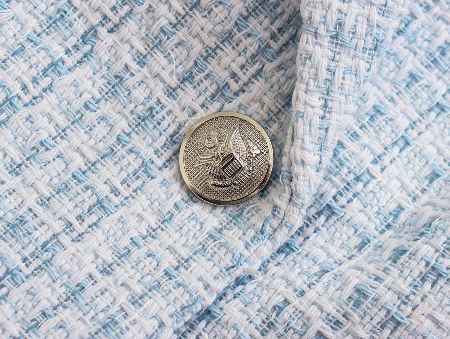 Fashion Blue Textured Pocket Blazer,Coat-Jacket