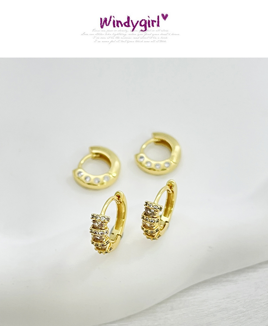 Fashion Gold Copper Set Zircon Geometric Earrings,Earrings