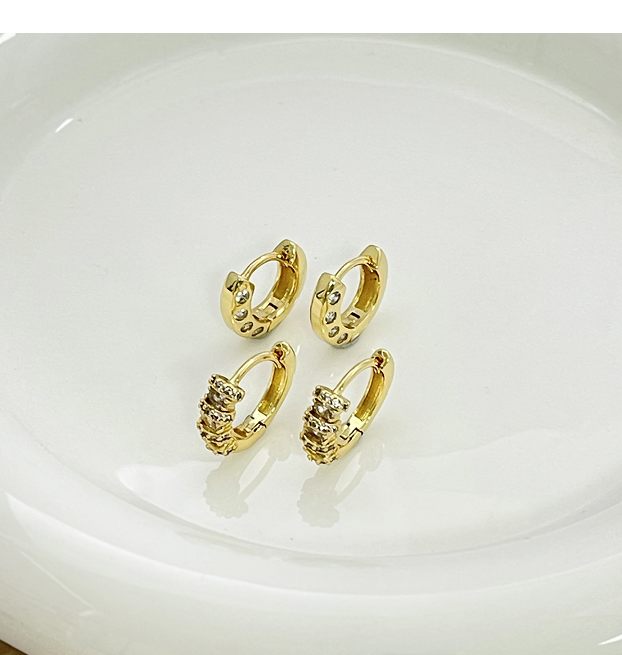 Fashion Gold-2 Copper Set Zircon Geometric Earrings,Earrings