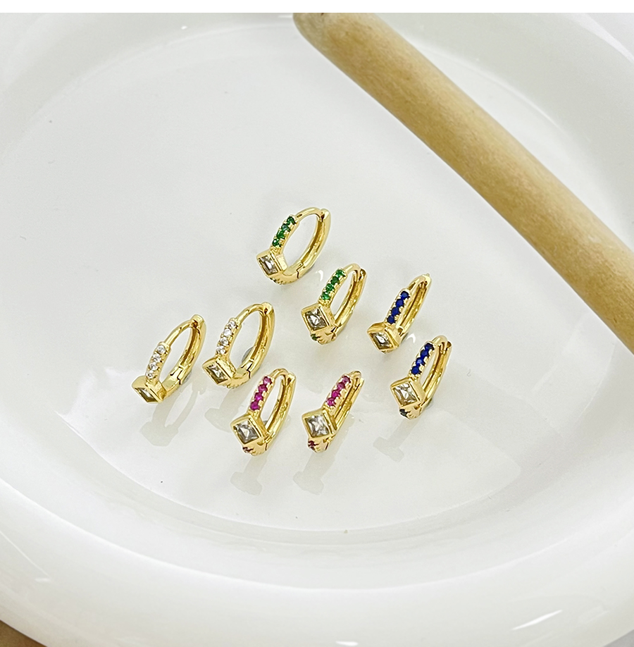 Fashion Navy Blue Brass Set Zircon Diamond Earrings,Earrings