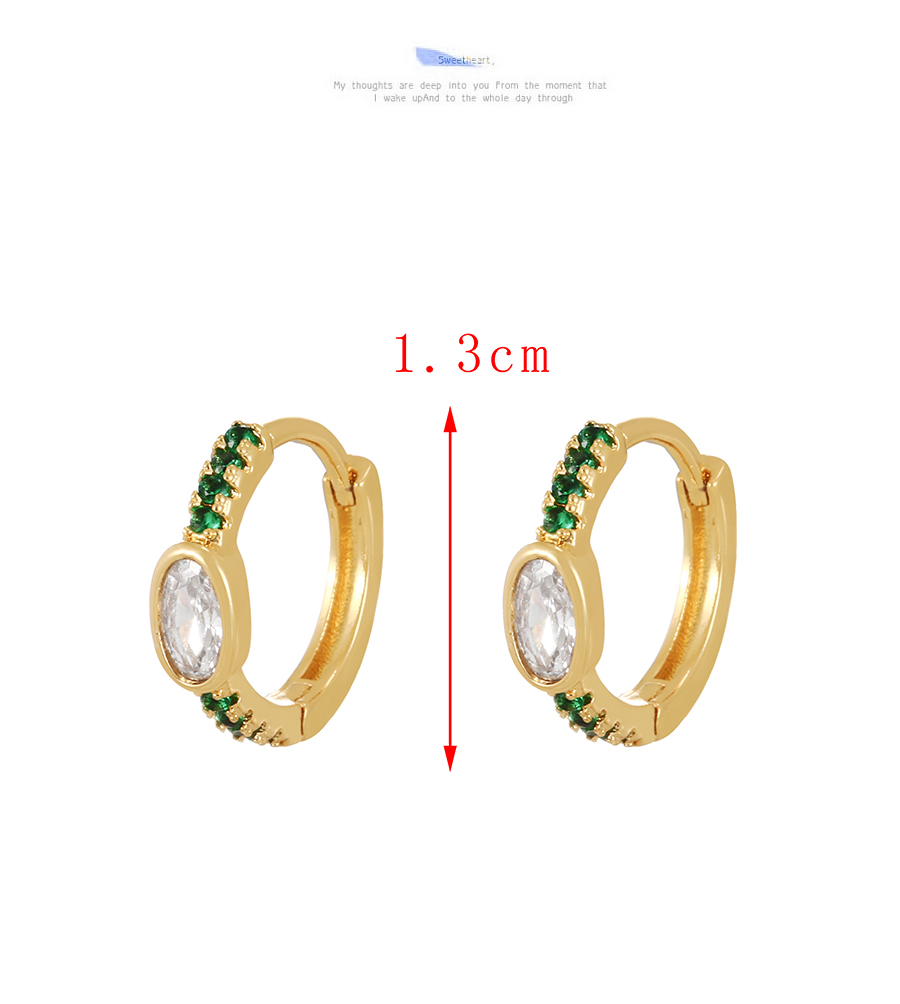 Fashion Green Brass Set Zircon Round Earrings,Earrings