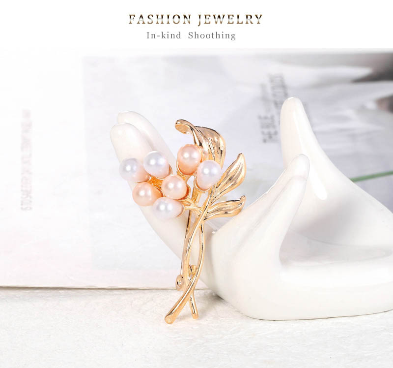 Fashion Gold Alloy Pearl Geometric Flower Brooch,Korean Brooches