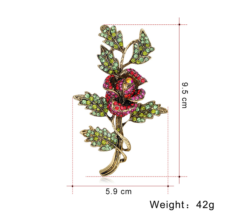 Fashion Red Alloy Diamond Rose Brooch,Korean Brooches