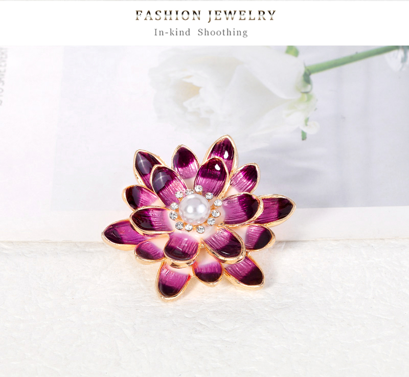 Fashion Purple Alloy Diamond Flower Brooch,Korean Brooches