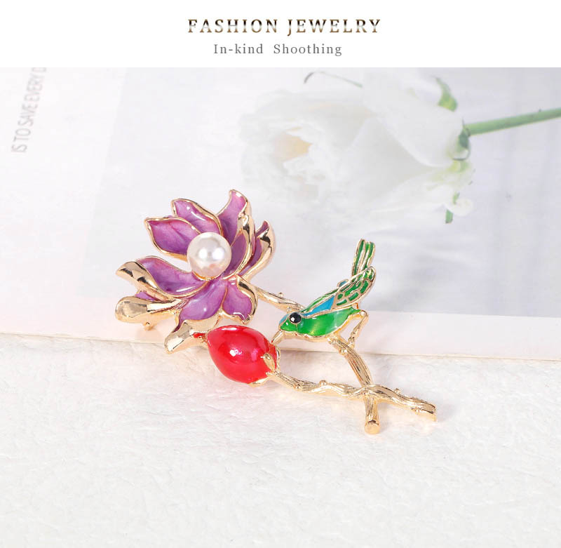 Fashion Color Alloy Geometric Flower Bird Brooch,Korean Brooches