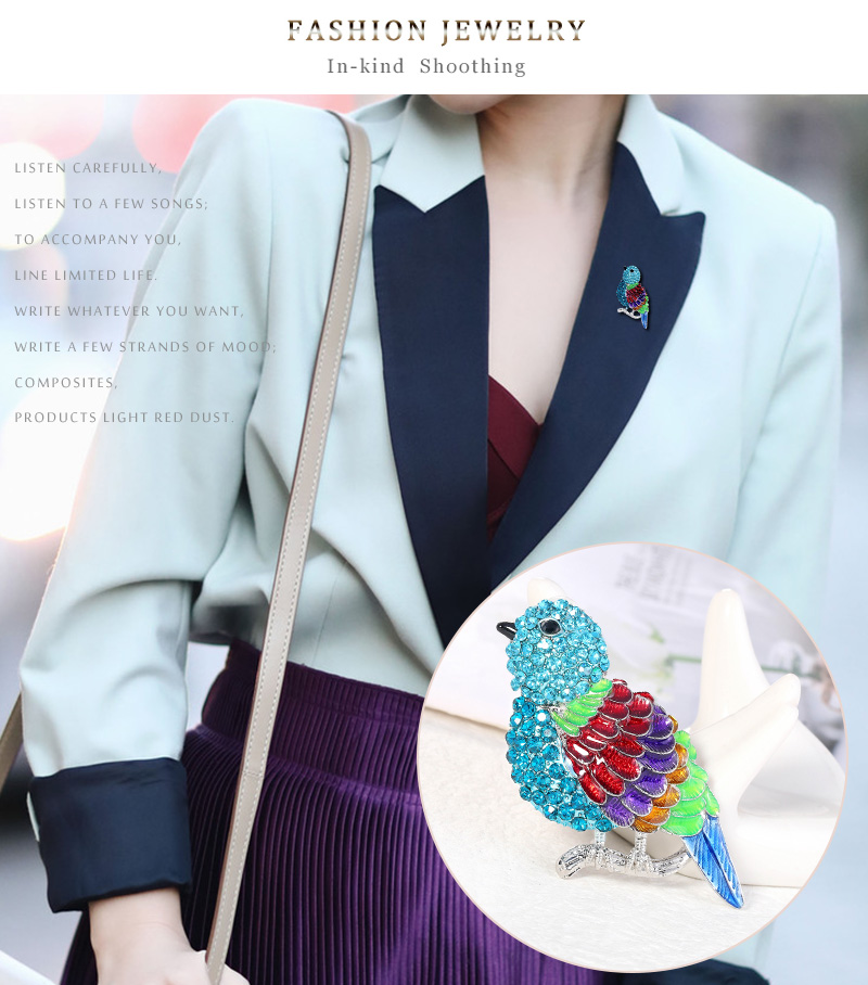 Fashion Blue Alloy Diamond Bird Brooch,Korean Brooches