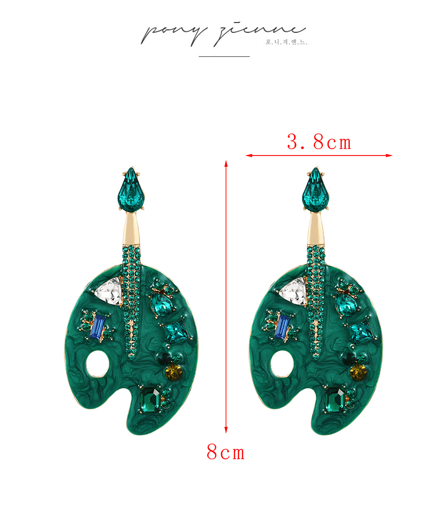 Fashion Navy Blue Alloy Diamond Geometric Oil Drop Stud Earrings,Stud Earrings