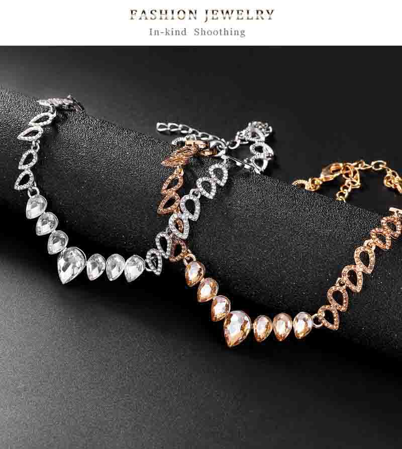Fashion Champagne Geometric Diamond Drop Earrings Necklace Set,Jewelry Sets