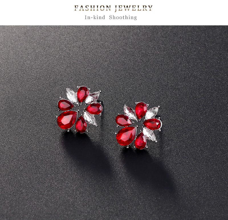 Fashion Silver Geometric Diamond Stud Necklace Set,Jewelry Sets