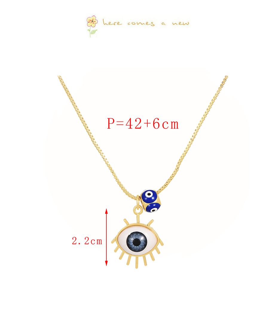Fashion Blue-2 Bronze Zircon Eye Pendant Necklace,Necklaces