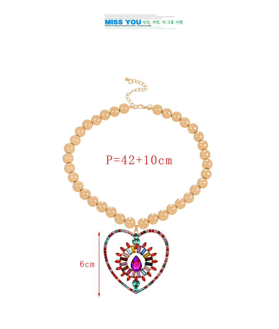 Fashion Ab Color Alloy Diamond Heart Pendant Necklace,Pendants