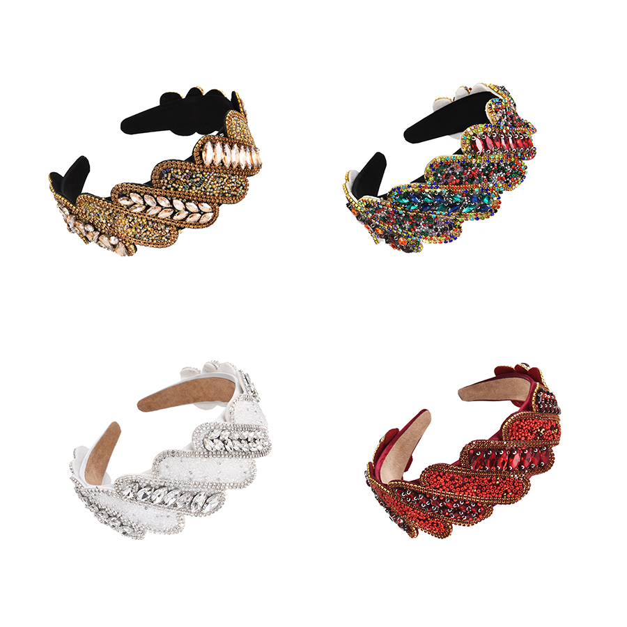 Fashion Color Fabric Alloy Diamond Leaves Rice Bead Headband,Head Band
