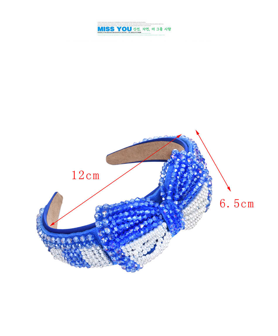 Fashion Blue Fabric Resin Crystal Bow Headband,Head Band