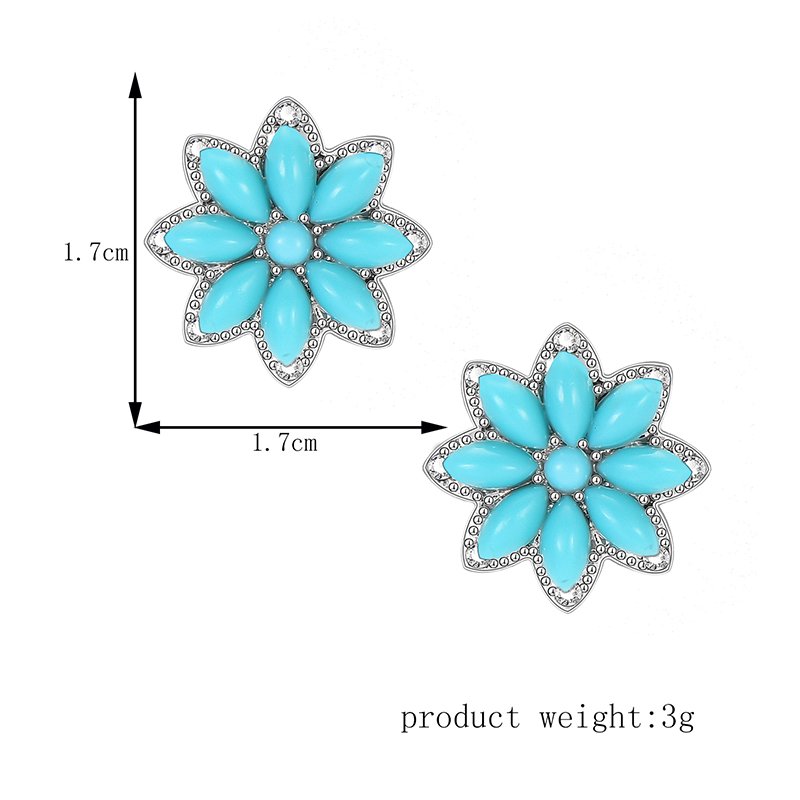 Fashion Blue Alloy Geometric Flower Stud Earrings,Stud Earrings