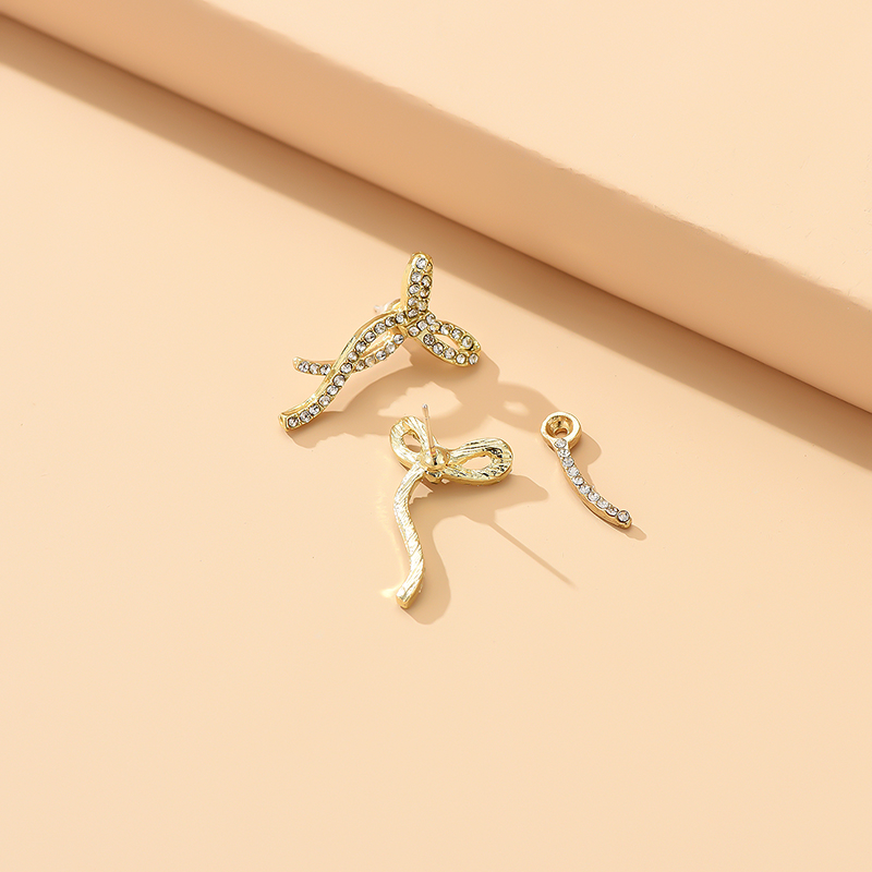 Fashion Gold Alloy Diamond Bow Stud Earrings,Stud Earrings