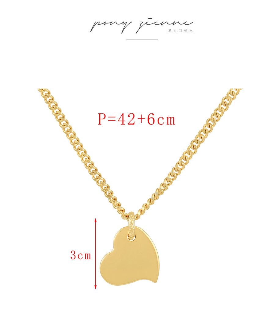 Fashion Gold Copper Bulky Chain Heart Pendant Necklace,Necklaces