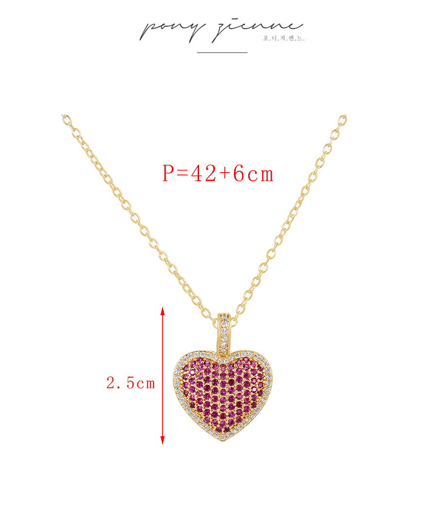 Fashion Red Bronze Zircon Heart Pendant Necklace,Necklaces