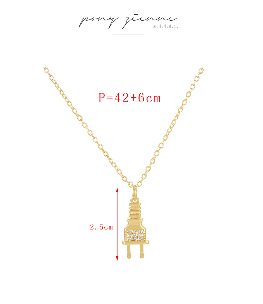 Fashion Gold Bronze Zircon Geometric Pendant Necklace,Necklaces