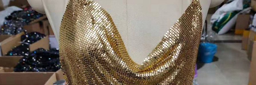 Fashion Gold Metal Shiny Chain Halter Tank Top,Tank Tops & Camis