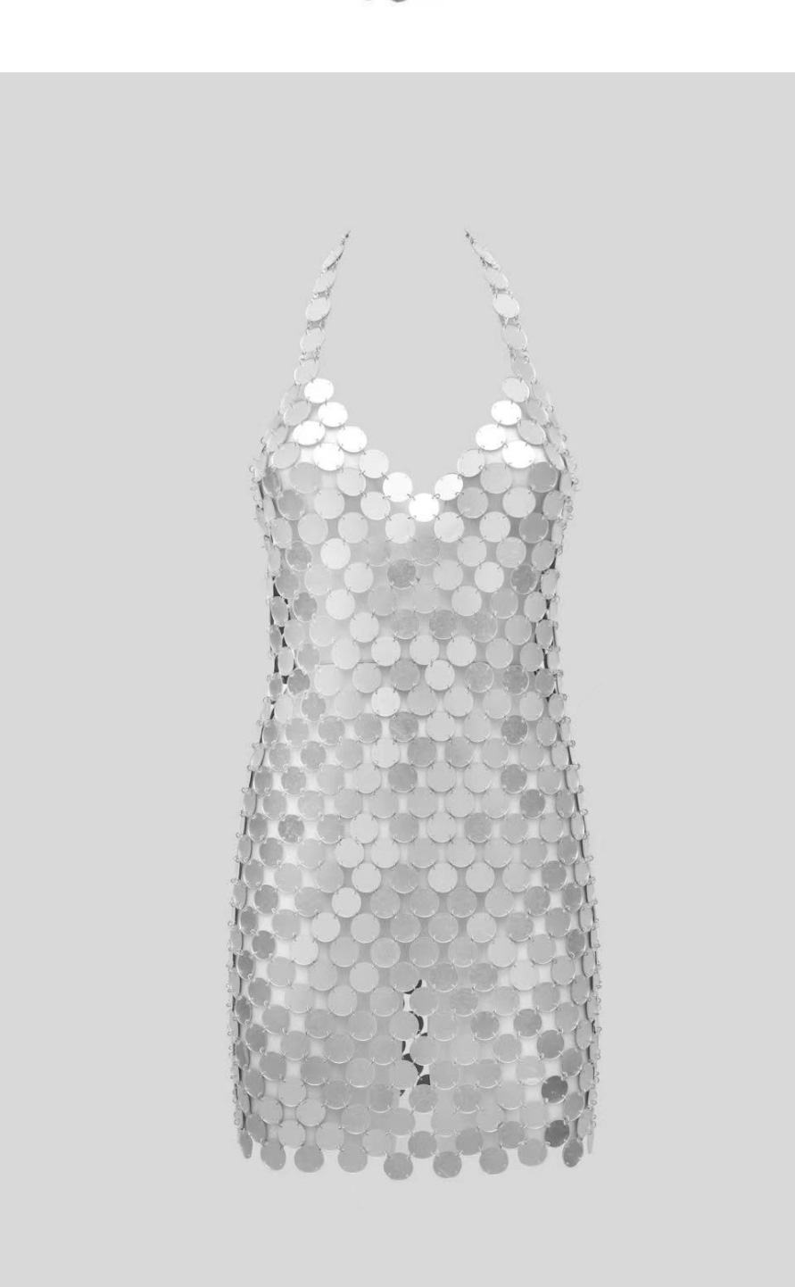 Fashion Silver Sequin Sequin Slip Dress,Prom Dresses
