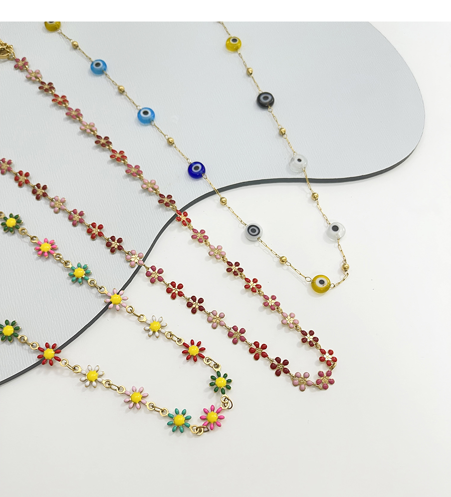 Fashion Color Titanium Steel Drop Oil Flower Bracelet,Bracelets