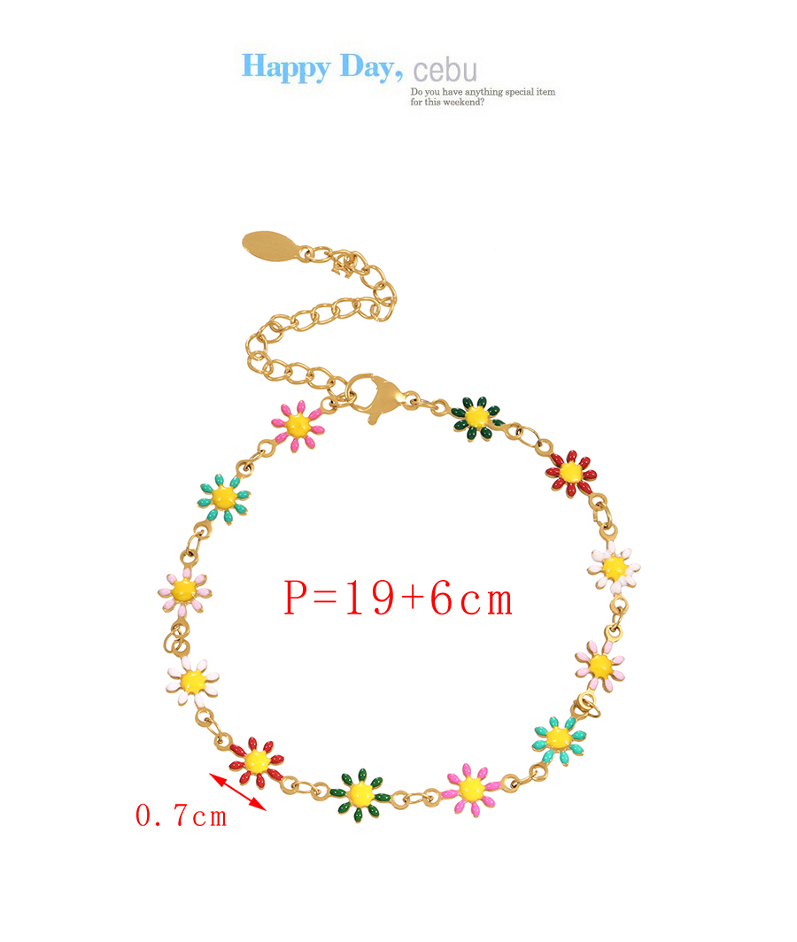 Fashion Color-2 Titanium Steel Drop Oil Flower Bracelet,Bracelets