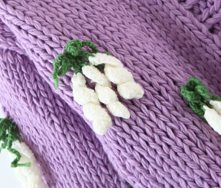 Fashion Purple Acrylic Hand Knit Grape Jacket,Sweater