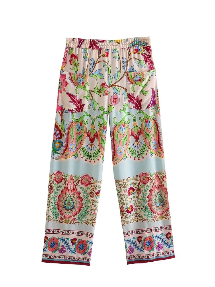 Fashion Color Printed Straight-leg Trousers,Pants