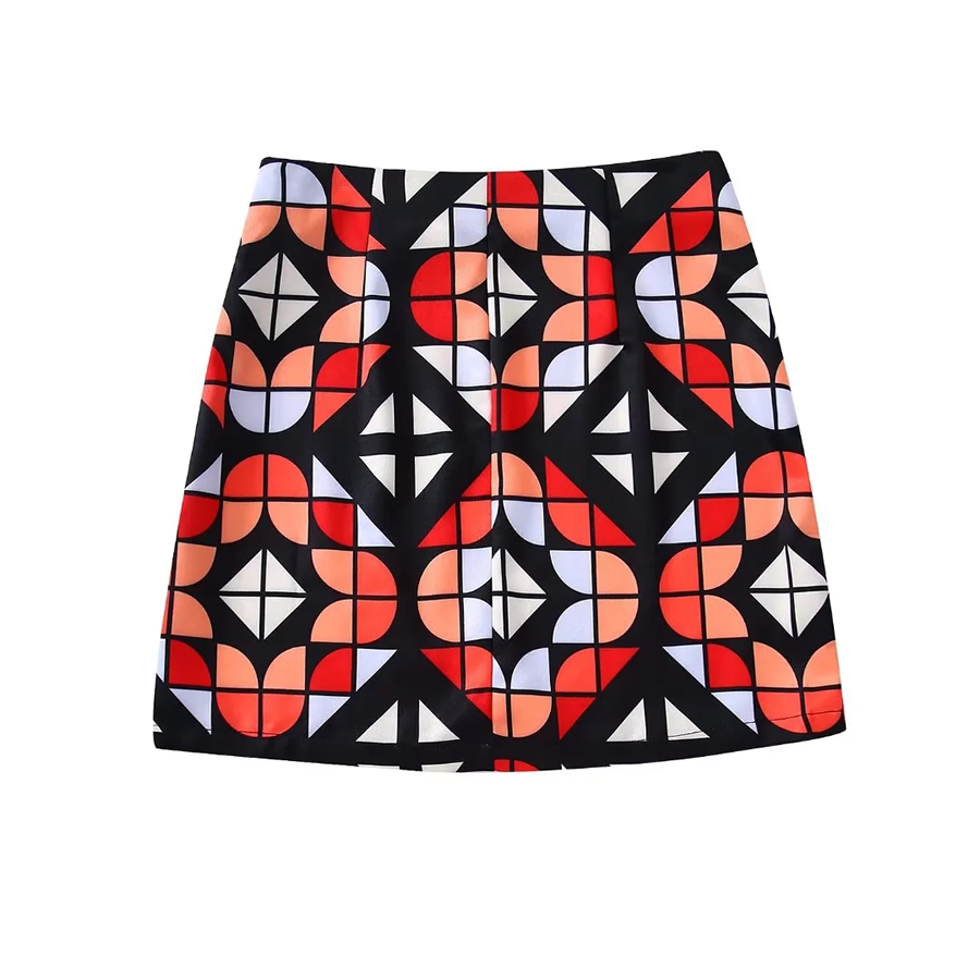 Fashion Color Resin Print Skirt,Skirts