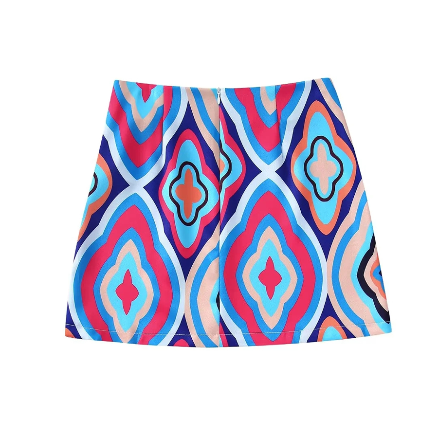 Fashion Color Resin Print Skirt,Skirts