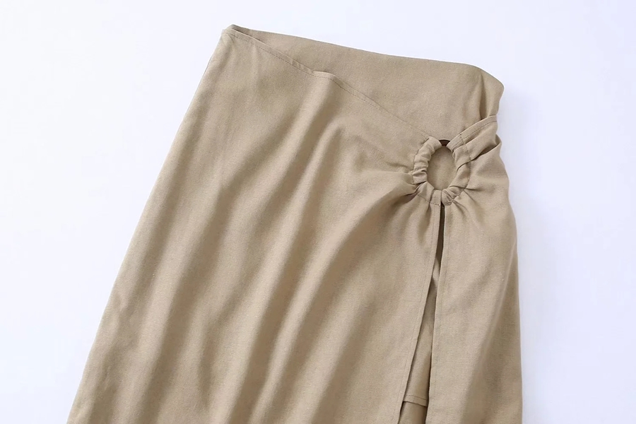 Fashion Khaki Woven Slit Skirt,Skirts