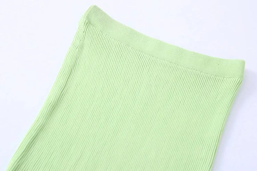 Fashion Green Geometric Knitted Slit Skirt,Skirts