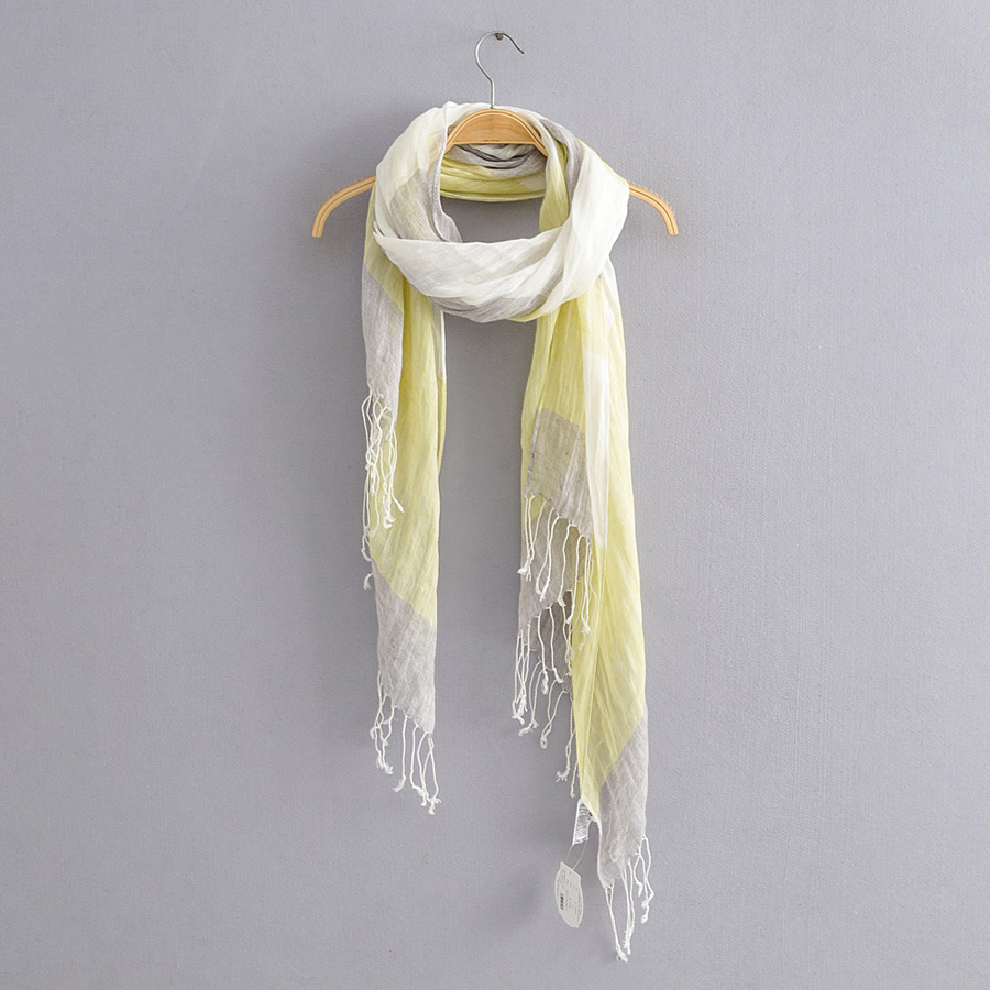 Fashion Photo Color Contrast Striped Linen Fringe Scarf,Thin Scaves