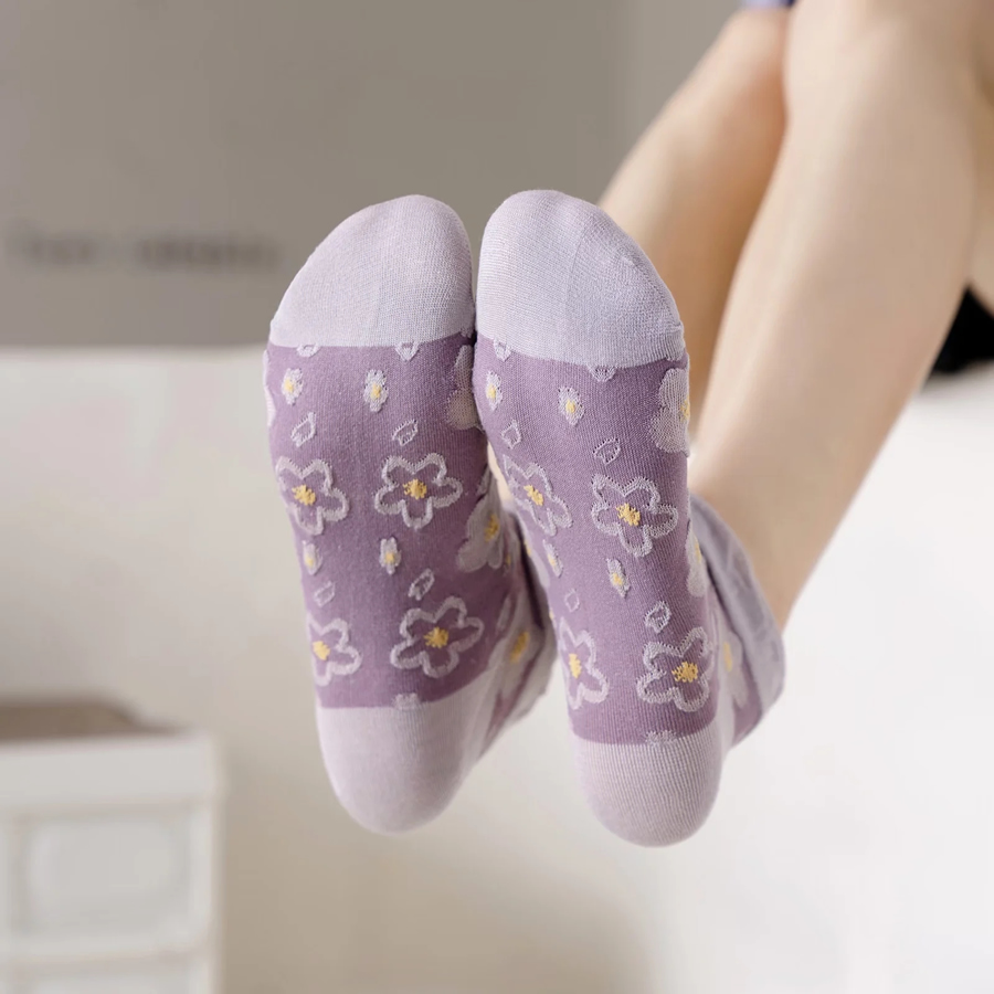 Fashion Five Pairs Lace Bubble Vintage Embossed Pattern Embroidered Cotton Socks Set,Fashion Socks