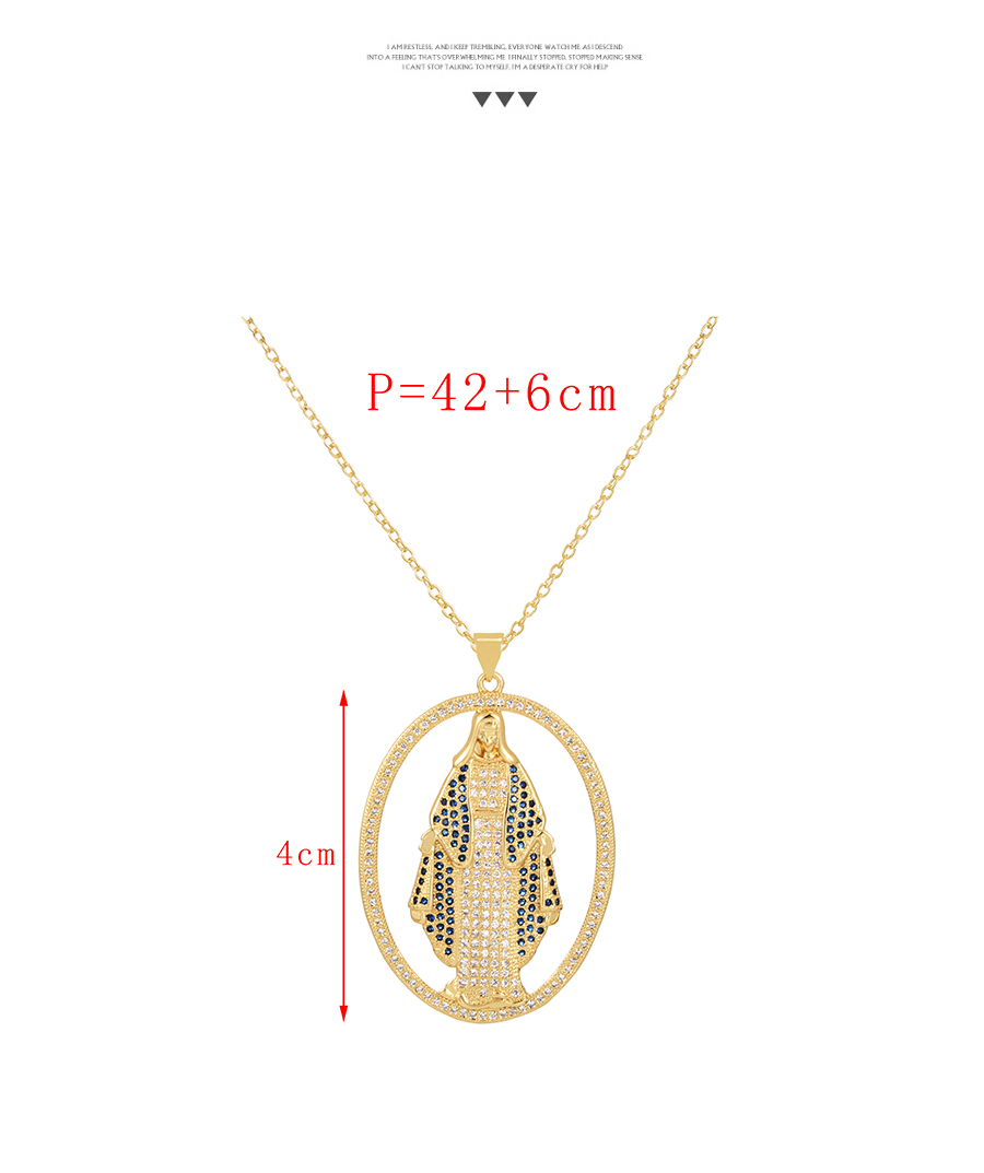 Fashion Gold Bronze Zircon Portrait Pendant Necklace,Necklaces