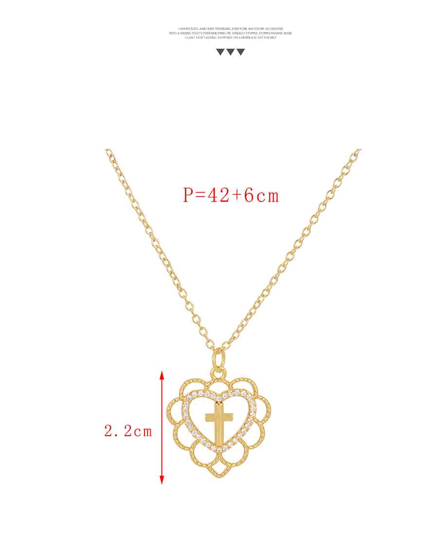 Fashion Gold-3 Copper Inlaid Zircon Openwork Pattern Heart Frame Pendant Necklace,Necklaces