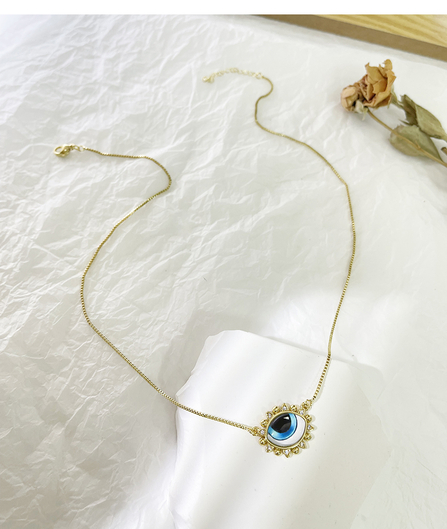 Fashion Color Bronze Zircon Drop Oil Eye Pendant Necklace,Necklaces