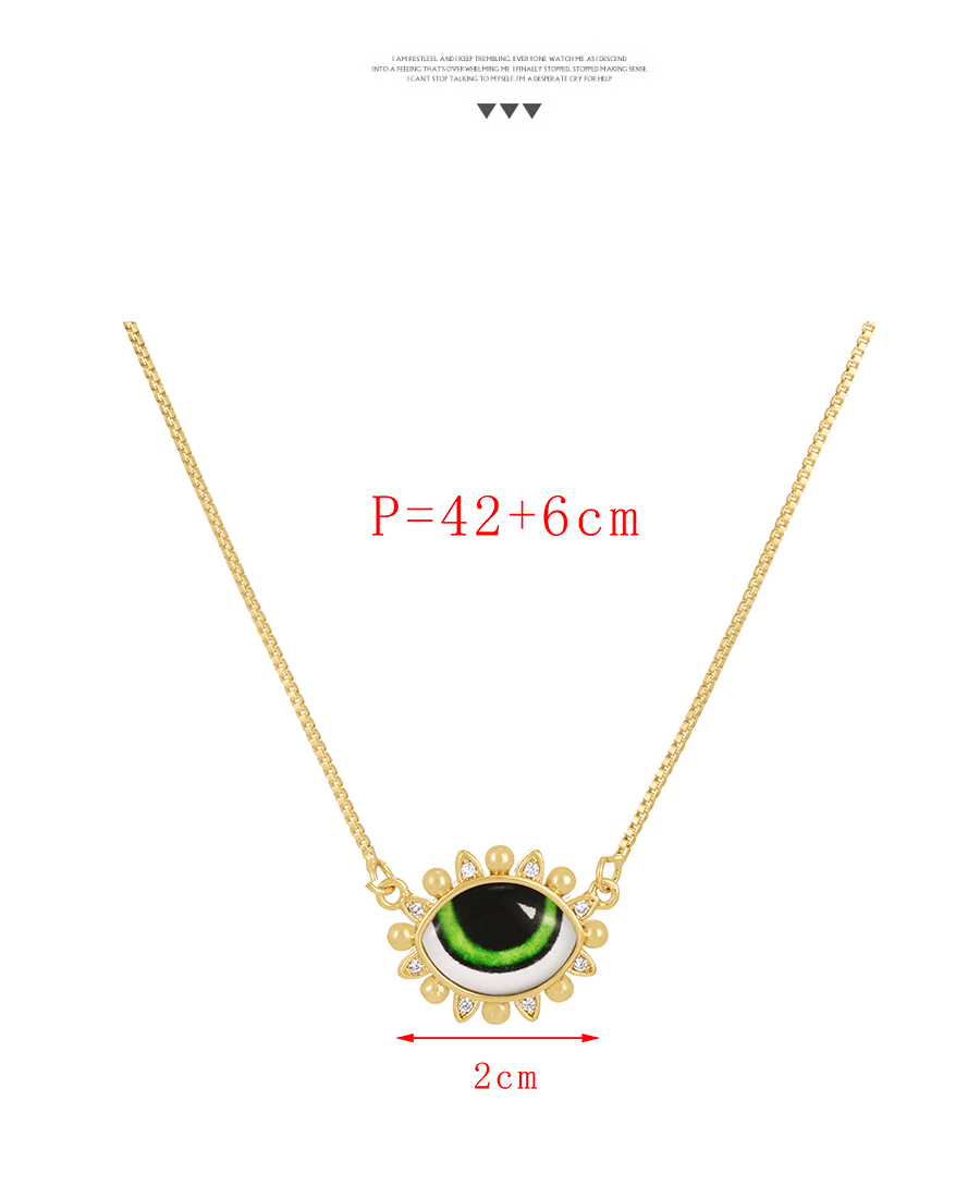 Fashion Dark Green Bronze Zircon Drop Oil Eye Pendant Necklace,Necklaces