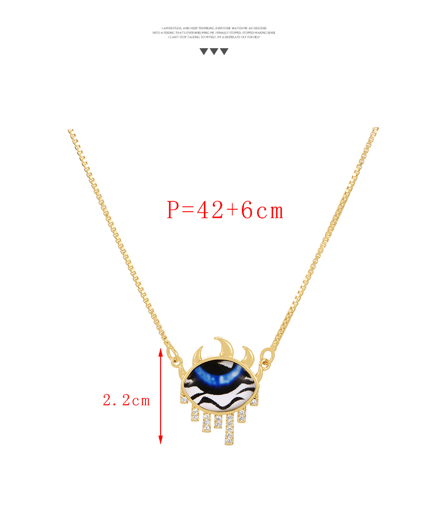 Fashion Lake Blue Bronze Zircon Dropped Oil One Corner Eye Pendant Necklace,Necklaces