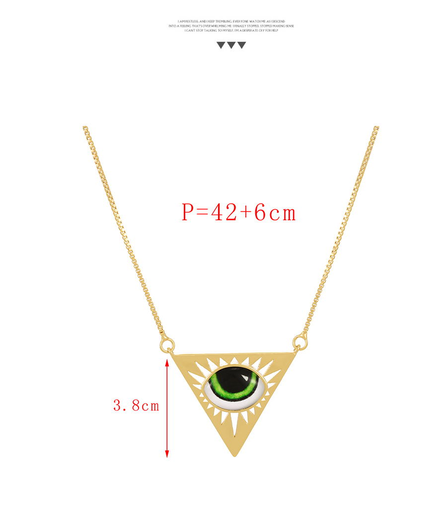 Fashion Royal Blue Bronze Zircon Drip Oil Triangle Eye Pendant Necklace,Necklaces