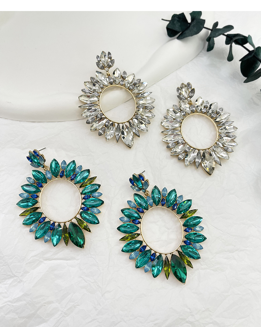 Fashion White Alloy Diamond Geometric Stud Earrings,Stud Earrings