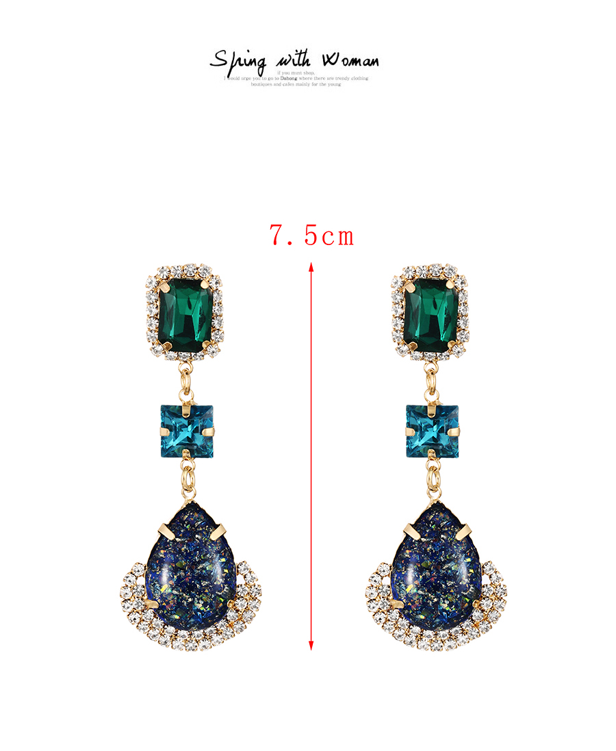 Fashion Navy Blue Alloy Diamond Resin Drop Stud Earrings,Stud Earrings