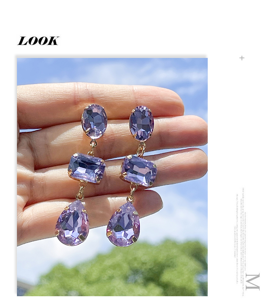 Fashion Purple Alloy Diamond Drop Earrings,Stud Earrings